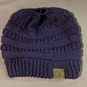 Purple Beanie w/ ponytail hole